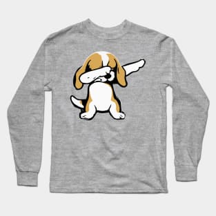 Dabbing Beagle Dab Dog Owner Retro Funny Dog Long Sleeve T-Shirt